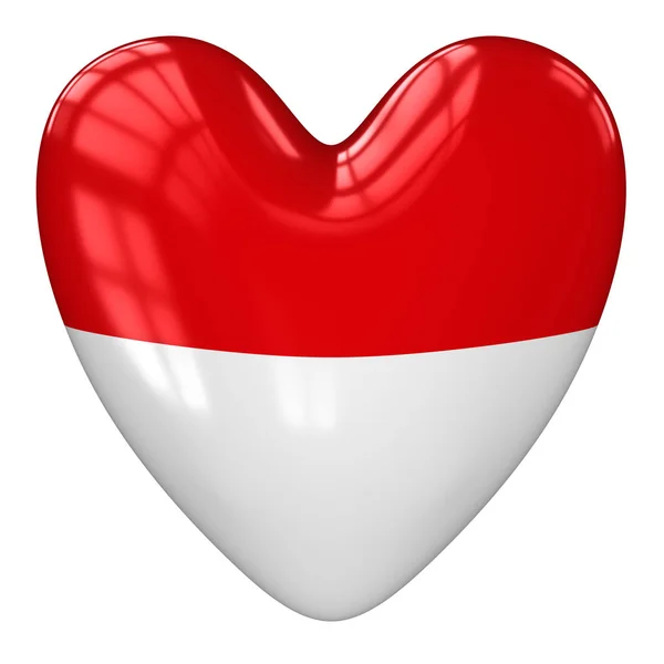 Coração de bandeira de Mônaco. Renderização 3d . — Fotografia de Stock