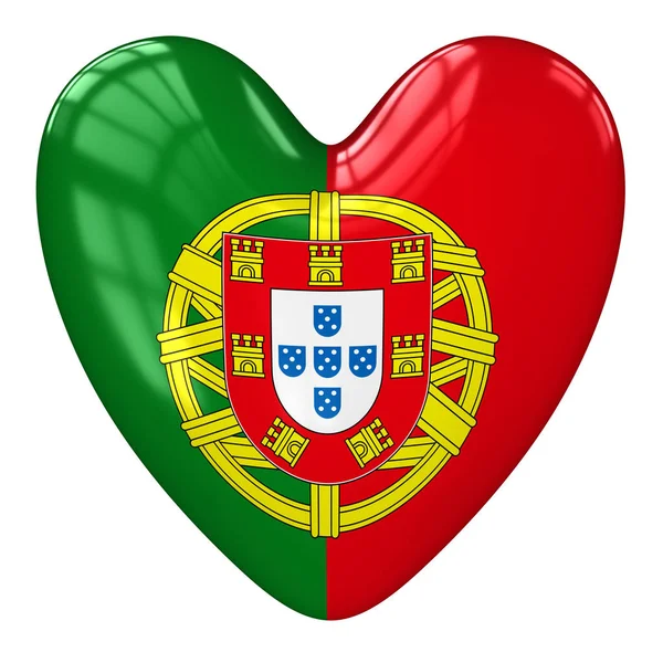 Flagghjerte fra Portugal. 3d smelting . – stockfoto