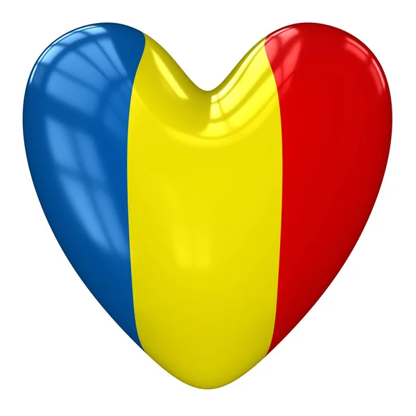 罗马尼亚国旗心。3d 渲染. — 图库照片