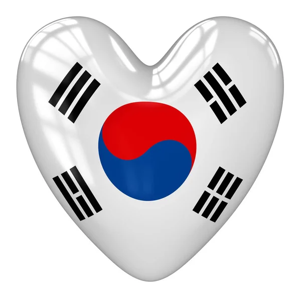 Corea, corazón de bandera del Sur. renderizado 3d . —  Fotos de Stock