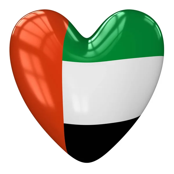 Vereinte arabische Emirate Flagge Herz. 3D-Darstellung. — Stockfoto