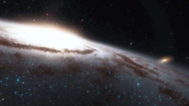 4k animation. Spaceship flies at the speed of light through a galaxy in space. Billions of stars in the Milky Way galaxy. Beautiful clusters of stars — Stock Footage Animation Spaceship Flies Speed Light Galaxy Space Billions Stars Milky Royalty Free Stock Footage