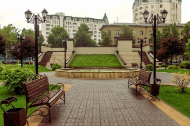 Yaz Çölü Yağmur Altındaki Düzenli Park.
