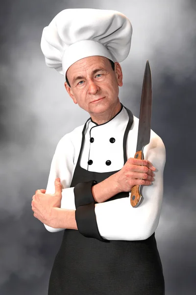 A CGI Chef character suitable for a range of illustration purposes including culinary book covers, web sites, menus. Also particularly suitable portrait format character for book covers including murder, cozy and culinary mystery or mysteries.