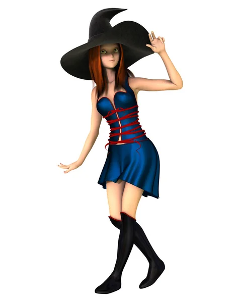 Isolated Illustration Cute Young Witch Ideal Invitations Printed Media Web — Stock Photo, Image