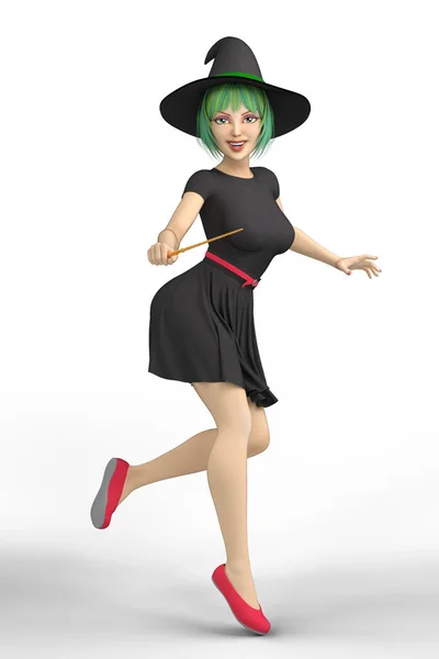 Happy Smiling Witch Isolated — Stock Photo, Image