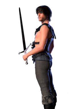 Tam CGI ortaçağ tarzı fantezi savaşçı kentsel fantezi ve bilim kurgu türler için rakam ideal rakam, savunmak ya da dövüş için hazır poz. Biri bir dizi.