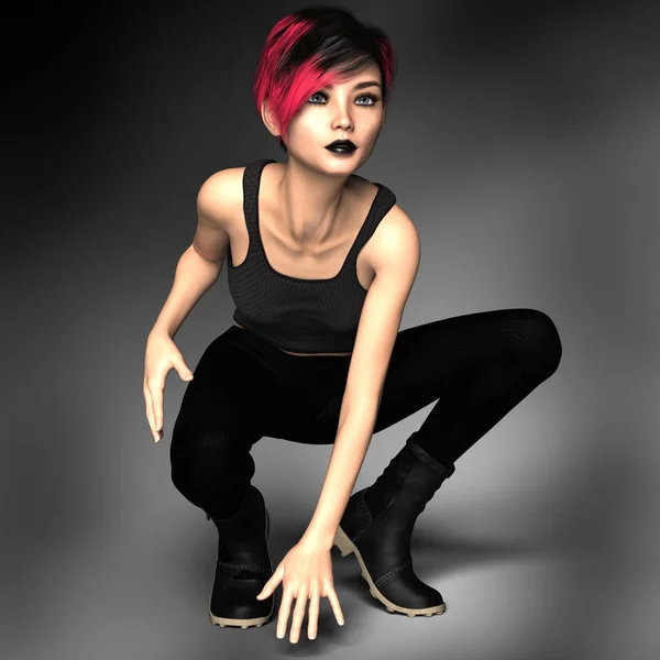Young Female Urban Fantasy Paranormal Character Attitude Gothic Style Character — Stock Photo, Image