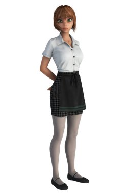 Barista eller arkasına bakarak ciddi