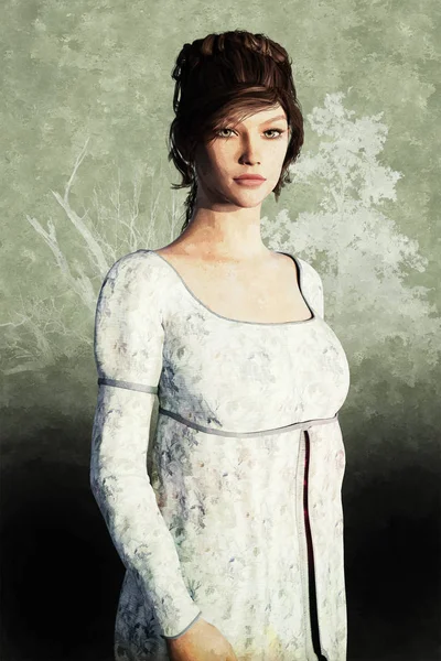 Jane Austen Style Beautiful Woman Character Period Costume Particularly Suited — Stock Photo, Image