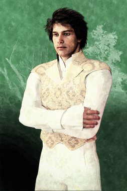Yakışıklı bir Jane Austen stil karakter gösterimi. Dönem kostüm şık erkek karakter. Regency romantizm için uygun özellikle, Austen ve Mr Darcy fan kurgu tasarımı ve kitap sanat kapsamaktadır. Biri bir dizi