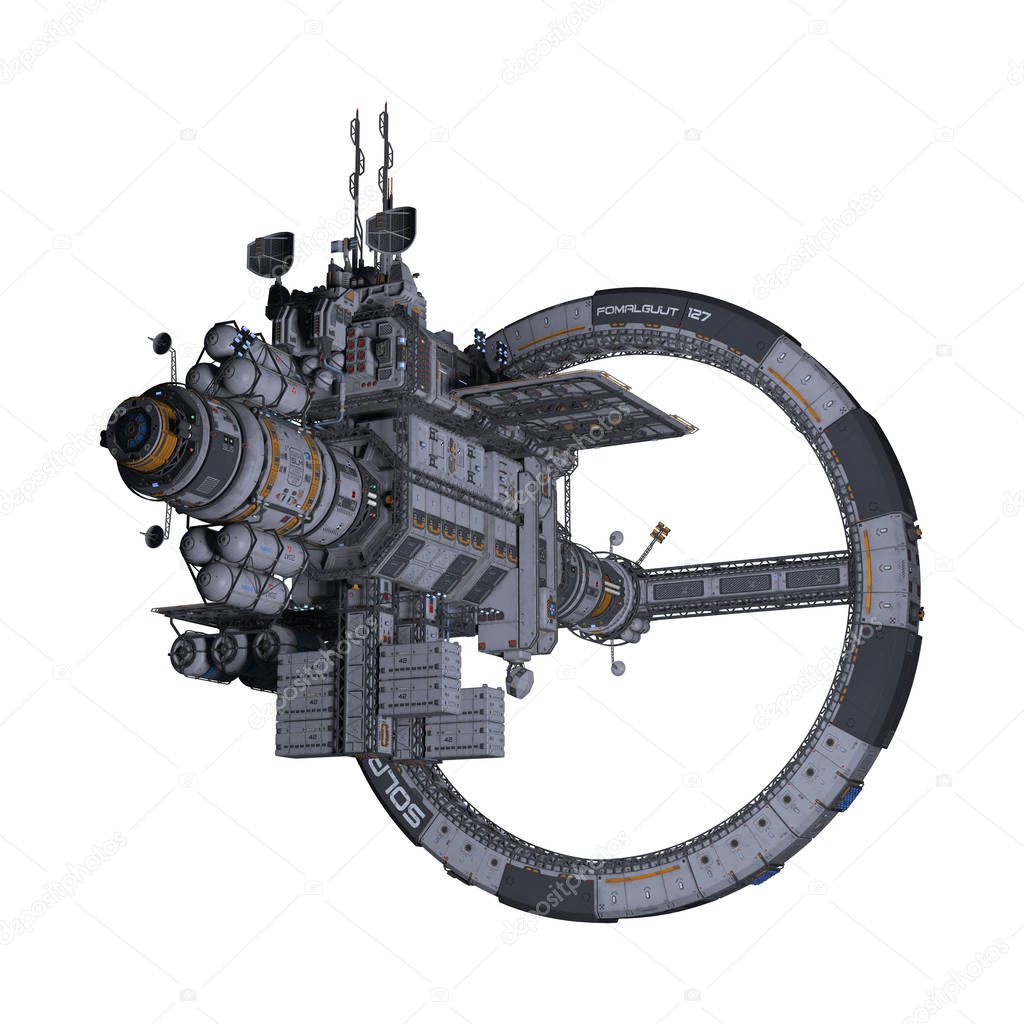 CG space station isolated. Ideal for a range of design uses including book covers. Particularly suited to sci-fi, space, time travel and paranormal genres.