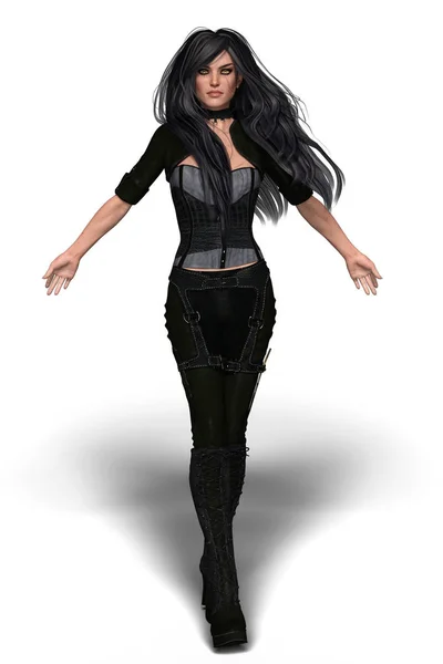 Beautiful scarred CG female urban fantasy paranormal character with attitude and arms outstretched. This figure is particularly suited to book cover art and design in a wide range of genres including time travel, paranormal, urban fantasy and science