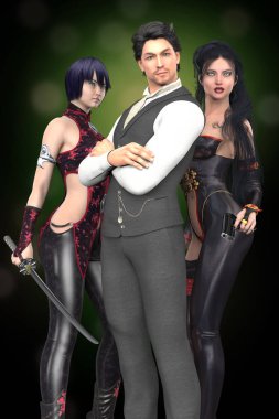 Daha yumuşak bir tarzda kitap kapak tasarımı, bu iki kadın ve bir erkek Cg karakterler özellikle fantezi, Gamelit, süper kahraman, bilim kurgu ve Litrpg tarzı ve diğer türlerin bir dizi için uygundur için uygun işlenen. Biri bir dizi.