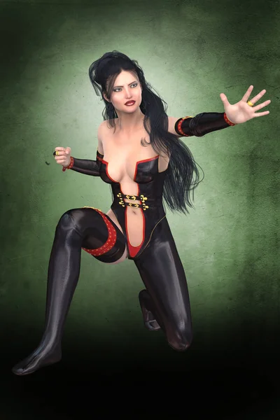 Strong Urban Fantasy RGP style Woman in Mage Pose. Rendered in a softer style suitable for book cover design, this female CG character is particularly suited to fantasy, Gamelit, superhero, sci-fi, and LitRPG style and a number of other genres. One o