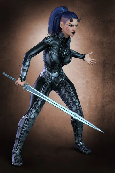 Sexy súcubo, Shedevil o Alien guerrera femenina —  Fotos de Stock