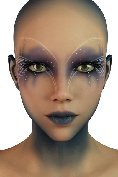 Hermosa Alien o Cyberpunk chica aislado 3D Render — Foto de Stock