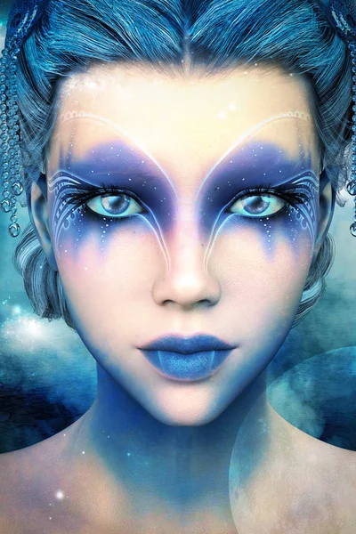 Digital Illustration Beautiful Sci Ice Princess Queen Ideal Book Cover — Stock Photo, Image