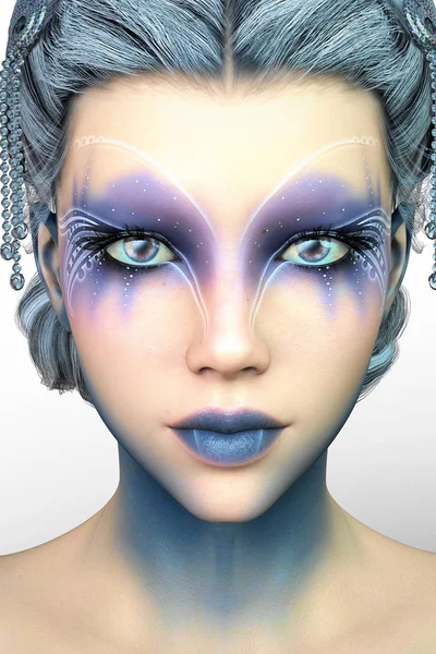 3D digital render illustration of a beautiful sci-fi Ice Princess or Queen. Ideal for book cover art work.