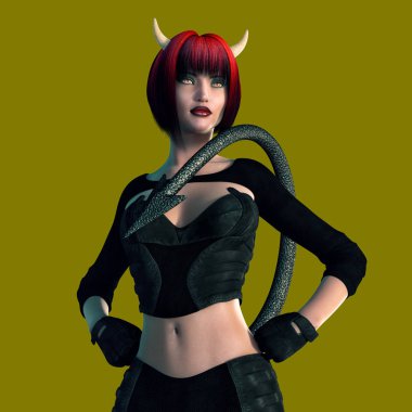 Render bir seksi o şeytan kadın ya da succubus. Tasarım çalışması kitap kapak resmi de dahil olmak üzere bir dizi için uygun.
