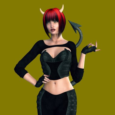 Render bir seksi o şeytan kadın ya da succubus. Tasarım çalışması kitap kapak resmi de dahil olmak üzere bir dizi için uygun.