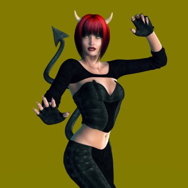 Rendered Beautiful Fantasy Devil Woman. Suited to a range of design work including book cover art.  clipart