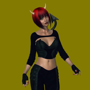 Render bir seksi o şeytan kadın ya da succubus. Tasarım çalışması kitap kapak resmi de dahil olmak üzere bir dizi için uygun.