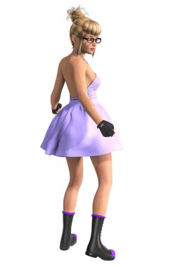 İnek kız izole gözlük Render ile