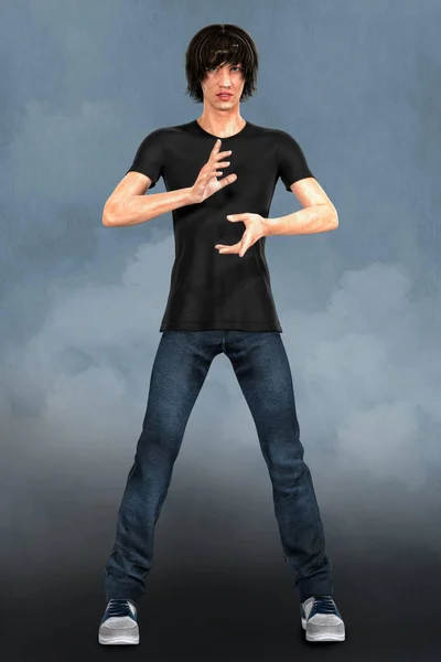 Male Urban Fantasy Paranormal Character Magical Pose Figure Rendered Softer — Stock Photo, Image