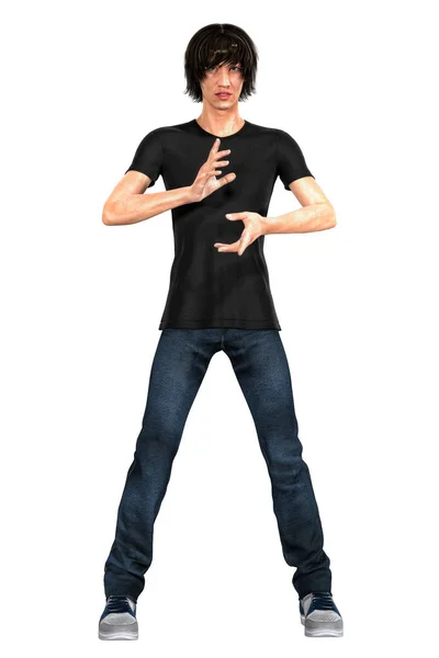 3D Man in Urban Fantasy Pose Isolated