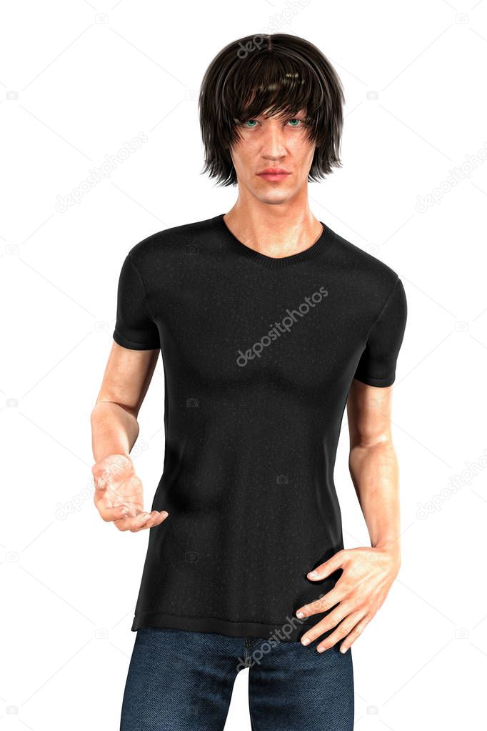 Man in Urban Fantasy Pose Isolated