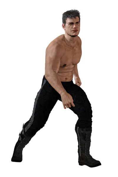 Full Figure Cgi Shirtless Fantasy Handsome Man Ideal Urban Fantasy — Stock Photo, Image