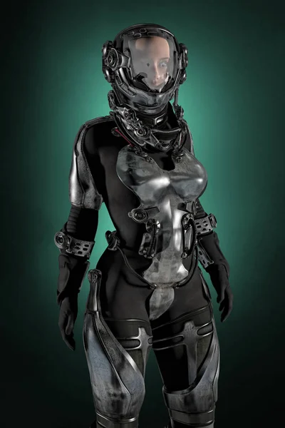 Rendering Woman Tech Futuristic Spacesuit — Stock Photo, Image