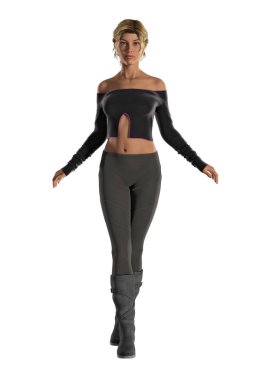 Woman in Urban Fantasy Pose Isolated clipart