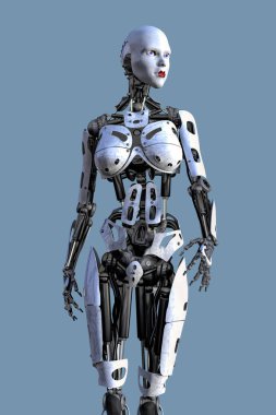 Kadın cyborg robot mesafe içine arıyorum.