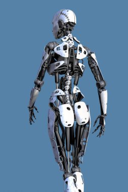 Kadın Robot kameradan uzak yürüme. Biri bir dizi.