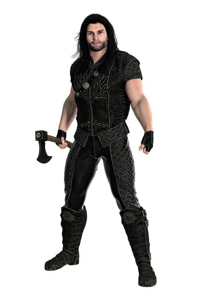 3D Medieval Warrior with Axe Isolated — Stock Photo, Image