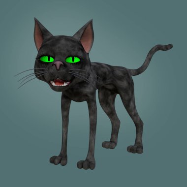 3D karikatür tarzı siyah kedi yeşil gözlü. İdeal tasarım geniş bir kullanır ama özellikle rahat cadı gizemli kitap örtmek sanat ve tasarım için uygun. Biri bir dizi.