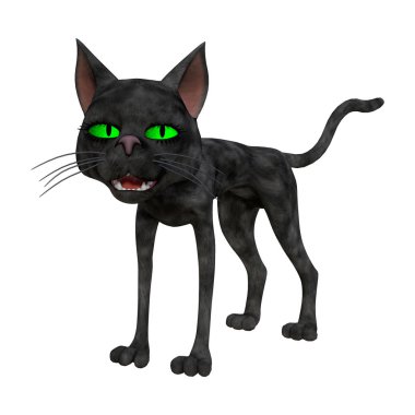 3D karikatür tarzı siyah kedi yeşil gözlü. İdeal tasarım geniş bir kullanır ama özellikle rahat cadı gizemli kitap örtmek sanat ve tasarım için uygun. Biri bir dizi. Beyaz bir arka plan üzerinde izole.