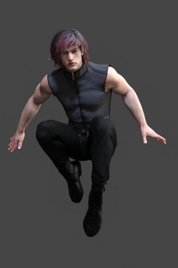 Bir kentsel fantezi savaşçı hava sıçrama render