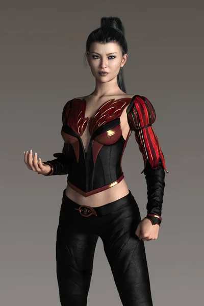 3D Render of a Beautiful Urban Fantasy Woman in magic holding pose — Stock Photo, Image