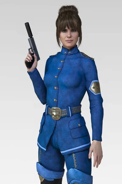 Rendering of beautiful woman in SciFi outfit or uniform Stock Photo by  ©MerryDesigns 326605158