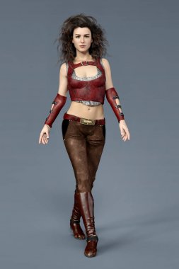 Güzel iddialı güçlü kentsel fantezi kadın kameraya doğru yürüme