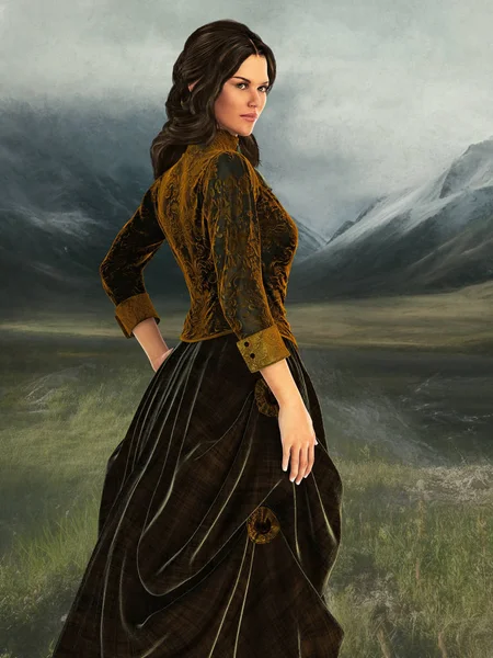 Illustration of a beautiful woman in Victorian Clothing — Stock Photo, Image