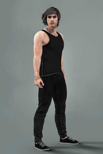 Красавчик-компьютерщик с руками рядом.
