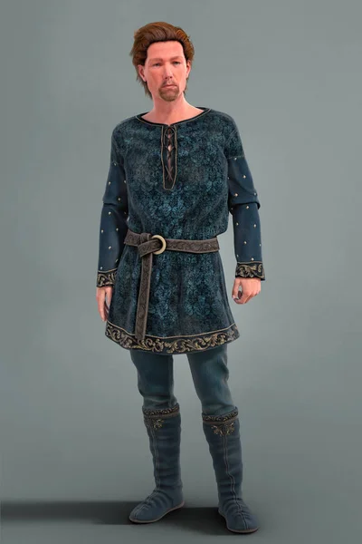 Render of a mature male character in medieval fantasy style costume — Stock Photo, Image