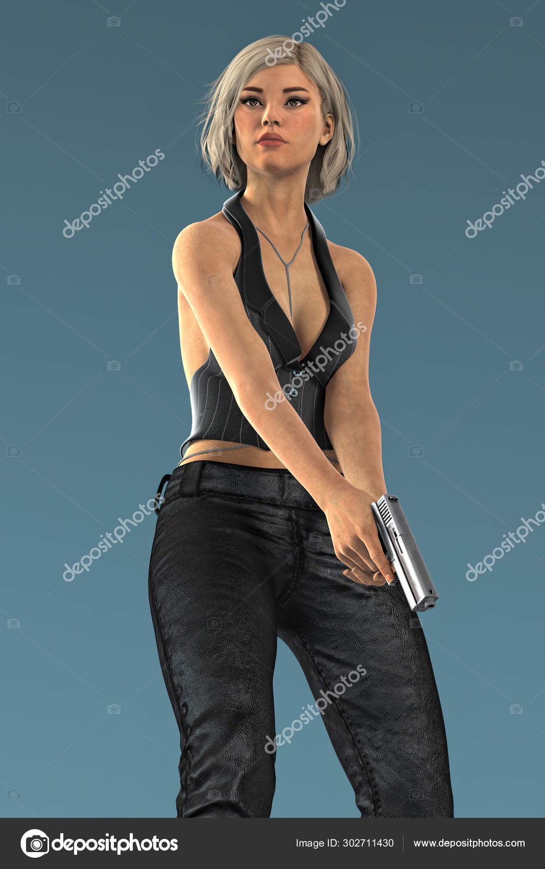 3D Business Man Mascot Is Holding A Automatic Pistol Pose. Work And Job  Character Design Series. Stock Photo, Picture and Royalty Free Image. Image  83283879.
