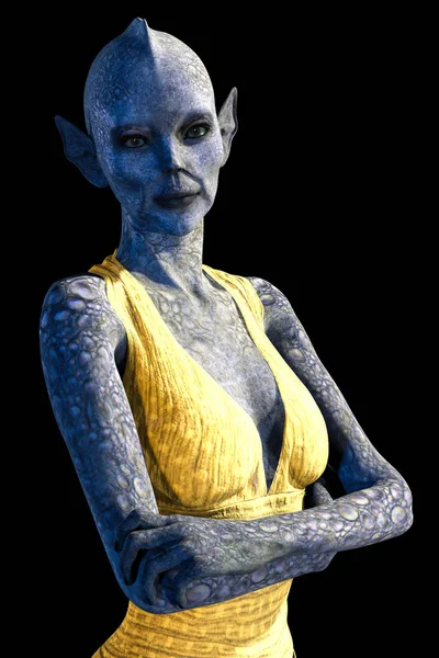 Κεφάλι και ώμοι πορτρέτο απόδοση μιας εξωγήινης γυναίκας — Φωτογραφία Αρχείου