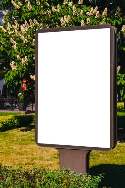 Mock up. Blank billboard outdoors, outdoor advertising, public information board in the city. — Stock Photo, Image