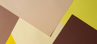 Renk kağıtları geometri kompozisyon arka plan kahverengi, bej ve sarı tonlar.